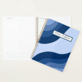 Aangepaste naam Retro Blauwe Golvende Notitieboek (Display)