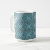 Aangepaste naam Retro Blauwgroen Patroon Koffiemok (Voorkant links)