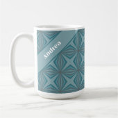Aangepaste naam Retro Blauwgroen Patroon Koffiemok (Links)