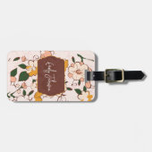 Aangepaste naam retro bloem blozen roze crème oran bagagelabel (Voorkant horizontaal)