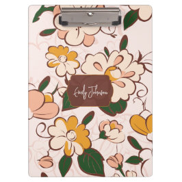 Aangepaste naam Retro bloemrijke weide Crème Perzi Klembord