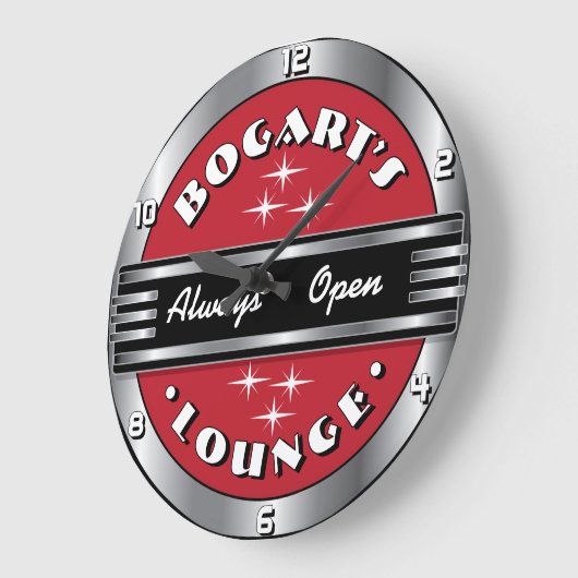 Aangepaste Naam Retro Cocktail Lounge Muurklok - R Grote Klok (Hoek)