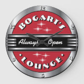 Aangepaste Naam Retro Cocktail Lounge Muurklok - R Grote Klok (Voorkant)