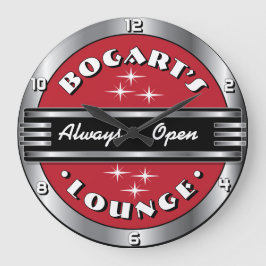 Aangepaste Naam Retro Cocktail Lounge Muurklok - R Grote Klok