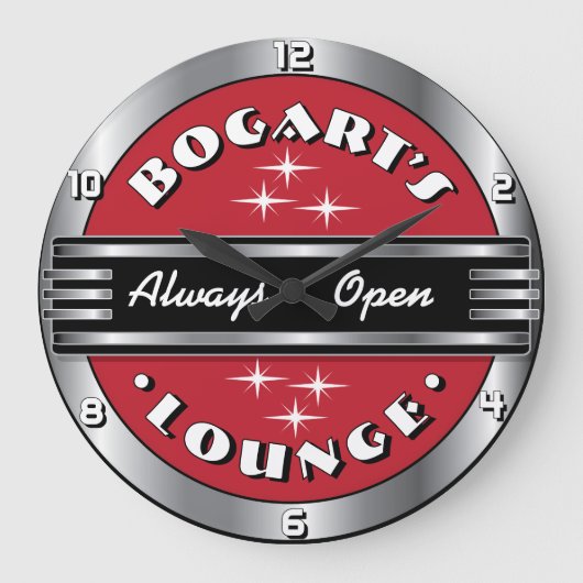 Aangepaste Naam Retro Cocktail Lounge Muurklok - R Grote Klok (Voorkant)