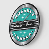 Aangepaste naam Retro Cocktail Lounge Wall Clock- Grote Klok (Hoek)