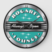 Aangepaste naam Retro Cocktail Lounge Wall Clock- Grote Klok (Voorkant)