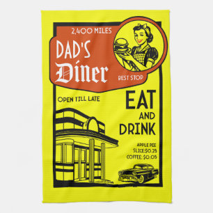 Aangepaste naam Retro Diner Amerikaans Theedoek
