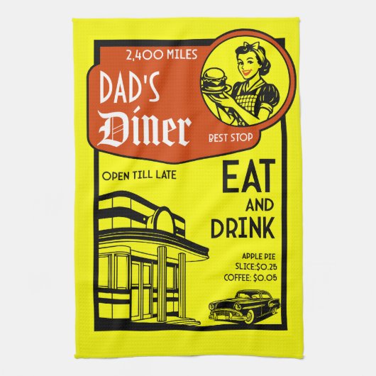 Aangepaste naam Retro Diner Amerikaans Theedoek (Verticaal)