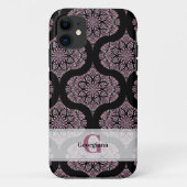 Aangepaste naam Retro Dusky Roos Bloemen Fronds Ma Case-Mate iPhone Case (Achterkant)