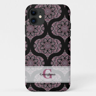 Aangepaste naam Retro Dusky Roos Bloemen Fronds Ma Case-Mate iPhone Case
