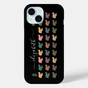 Aangepaste naam Retro eekhoorn Vintage bos cadeau iPhone 15 Case