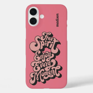 Aangepaste naam Retro "Free Spirit" iPhone 16 Plus Hoesje