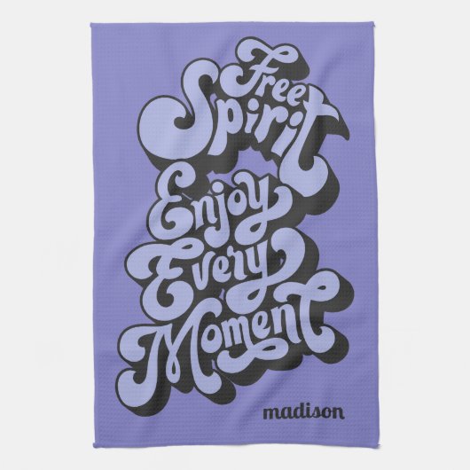 Aangepaste naam Retro "Free Spirit" Theedoek (Verticaal)