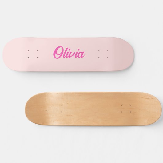 Aangepaste naam Retro Fun gepersonaliseerd roze Persoonlijk Skateboard (Horizontaal)