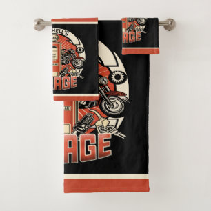 Aangepaste NAAM Retro Gaspomp motorfiets Bad Handdoek