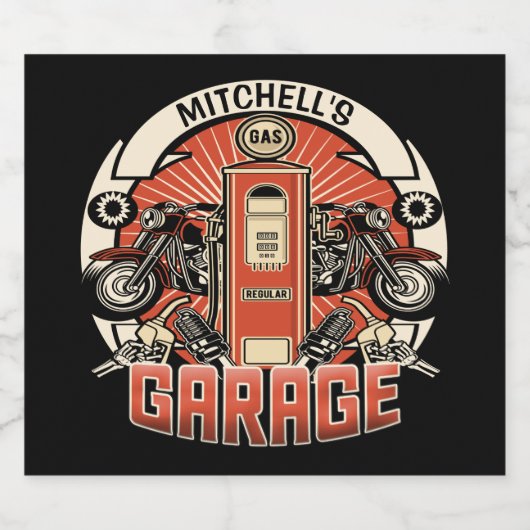 Aangepaste NAAM Retro Gaspomp motorfiets Bier Etiket (Enkel label)