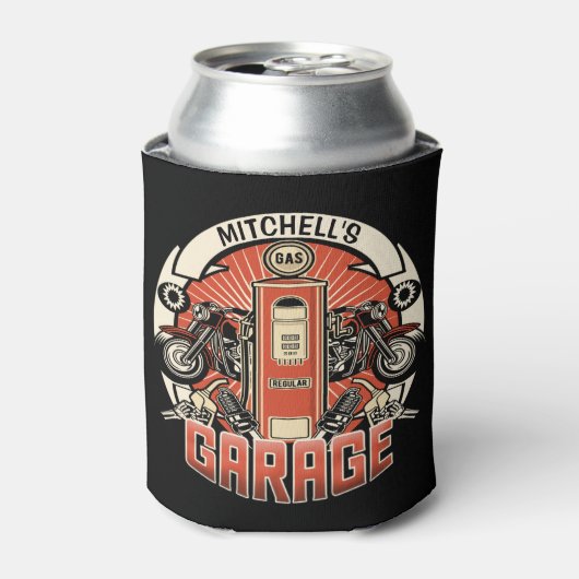 Aangepaste NAAM Retro Gaspomp motorfiets Blikjeskoeler (Blikje Voorkant)