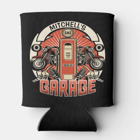 Aangepaste NAAM Retro Gaspomp motorfiets Blikjeskoeler (Achterkant)