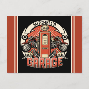 Aangepaste NAAM Retro Gaspomp motorfiets Briefkaart