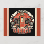 Aangepaste NAAM Retro Gaspomp motorfiets Briefkaart (Voorkant)