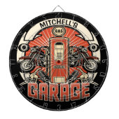 Aangepaste NAAM Retro Gaspomp motorfiets Dartbord (Voorkant)