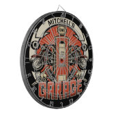 Aangepaste NAAM Retro Gaspomp motorfiets Dartbord (Voorkant Links)