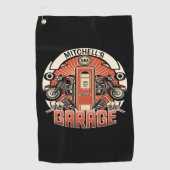 Aangepaste NAAM Retro Gaspomp motorfiets Golfhanddoek (Voorkant)