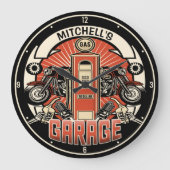 Aangepaste NAAM Retro Gaspomp motorfiets Grote Klok (Voorkant)