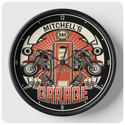 Aangepaste NAAM Retro Gaspomp motorfiets Grote Klok