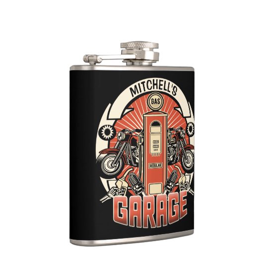 Aangepaste NAAM Retro Gaspomp motorfiets Heupfles (Rechts)