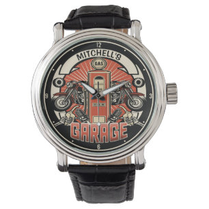 Aangepaste NAAM Retro Gaspomp motorfiets Horloge