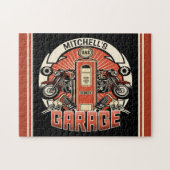 Aangepaste NAAM Retro Gaspomp motorfiets Legpuzzel (Horizontaal)