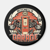 Aangepaste NAAM Retro Gaspomp motorfiets Magneet (Voorkant)