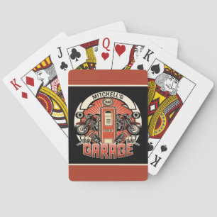 Aangepaste NAAM Retro Gaspomp motorfiets Pokerkaarten