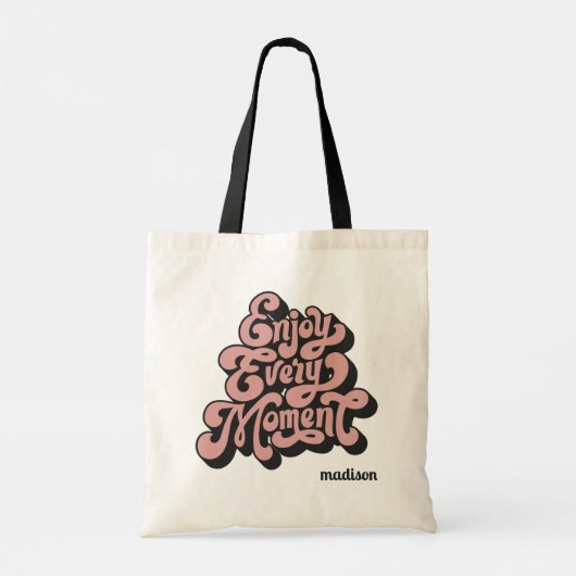 Aangepaste naam Retro "Geniet van elk moment" Tote Bag (Achterkant)