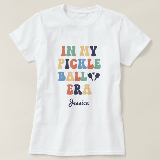 Aangepaste naam Retro in mijn pickleball tijdperk  T-shirt (Design voorkant)