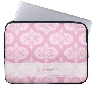Aangepaste naam Retro jaren 1970 Preppy in roze ma Laptop Sleeve