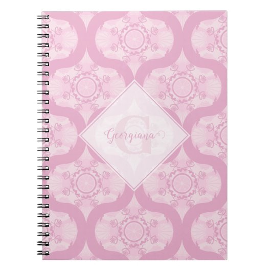 Aangepaste naam Retro jaren 1970 Preppy in roze ma Notitieboek (Voorkant)