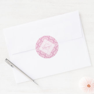 Aangepaste naam Retro jaren 1970 Preppy in roze ma Ronde Sticker