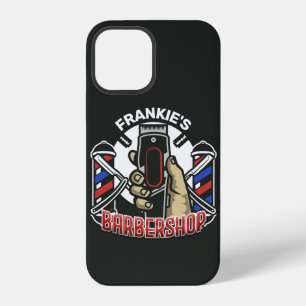 Aangepaste NAAM Retro Kapper Winkel Paal Barbersho iPhone 12 Hoesje