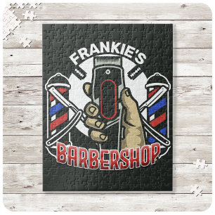 Aangepaste NAAM Retro Kapsalon Paal Barbershop Legpuzzel