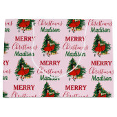 Aangepaste naam Retro Kerstmis - kerstboom roze Groot Cadeauzakje (Voorkant)