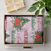 Aangepaste naam Retro Kerstmis - kerstboom roze Tissuepapier (Geschenk)