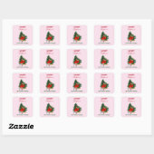 Aangepaste naam Retro Kerstmis - kerstboom roze Vierkante Sticker (Vel)