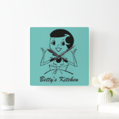 Aangepaste naam RETRO KITCHEN CLOCK! Vierkante Klok (Huis)