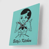 Aangepaste naam RETRO KITCHEN CLOCK! Vierkante Klok (Hoek)
