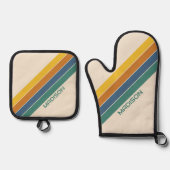 Aangepaste naam Retro Ovenwant & Pannenlap Set (Voorkant)