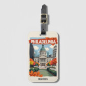 Aangepaste naam Retro Philadelphia Bagagelabel (Voorkant (verticaal))
