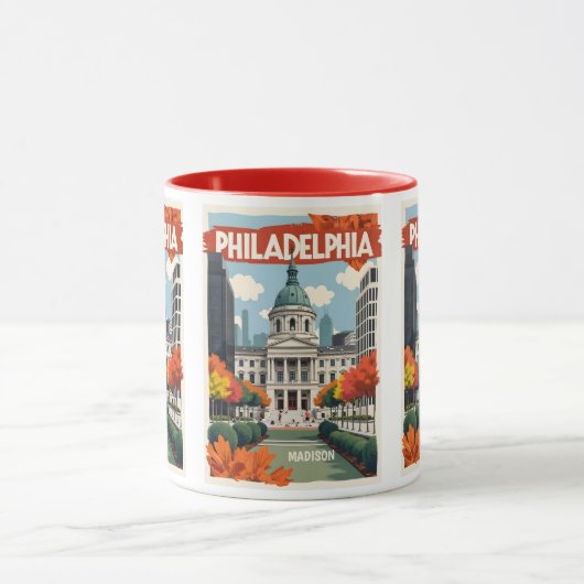 Aangepaste naam Retro Philadelphia Mok (Midden)